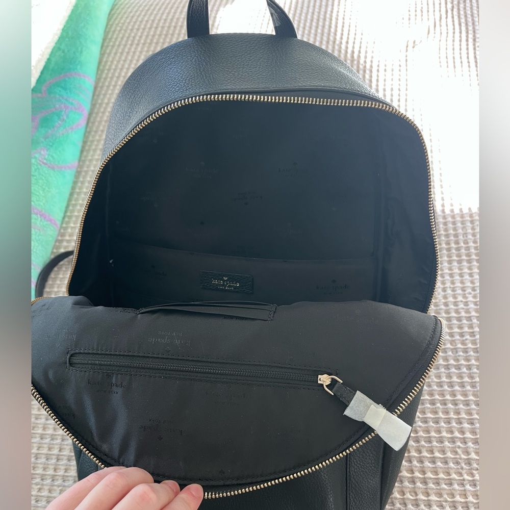 Kate Spade Black Pebble Leather Backpack w/Interior Laptop Sleeve - Picture 3 of 4